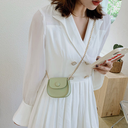 Women's Western Style Autumn Mini Solid Color Shoulder Bags