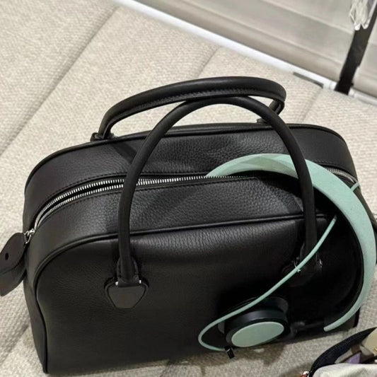 High-grade First Layer Cowhide Bowling Large Handbags