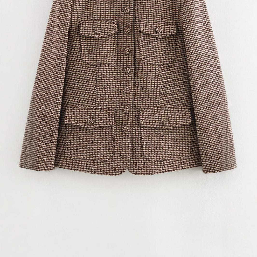 Spring Stand Collar Flip Pocket Casual Blazers