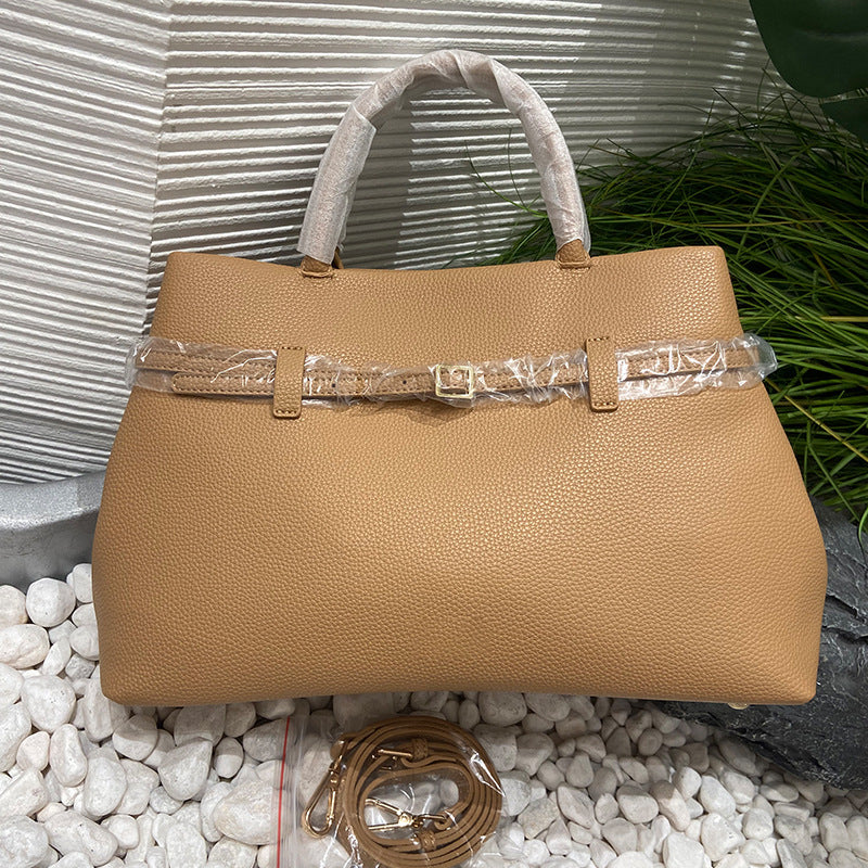 High-grade Soft Leather Lychee Pattern Solid Crossbody Bags