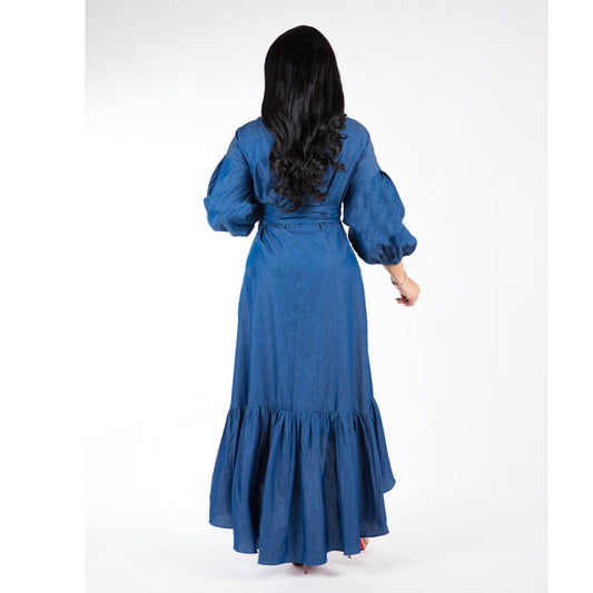 Women's Long Sleeve Ruched Irregular Fashion Denim Skirts