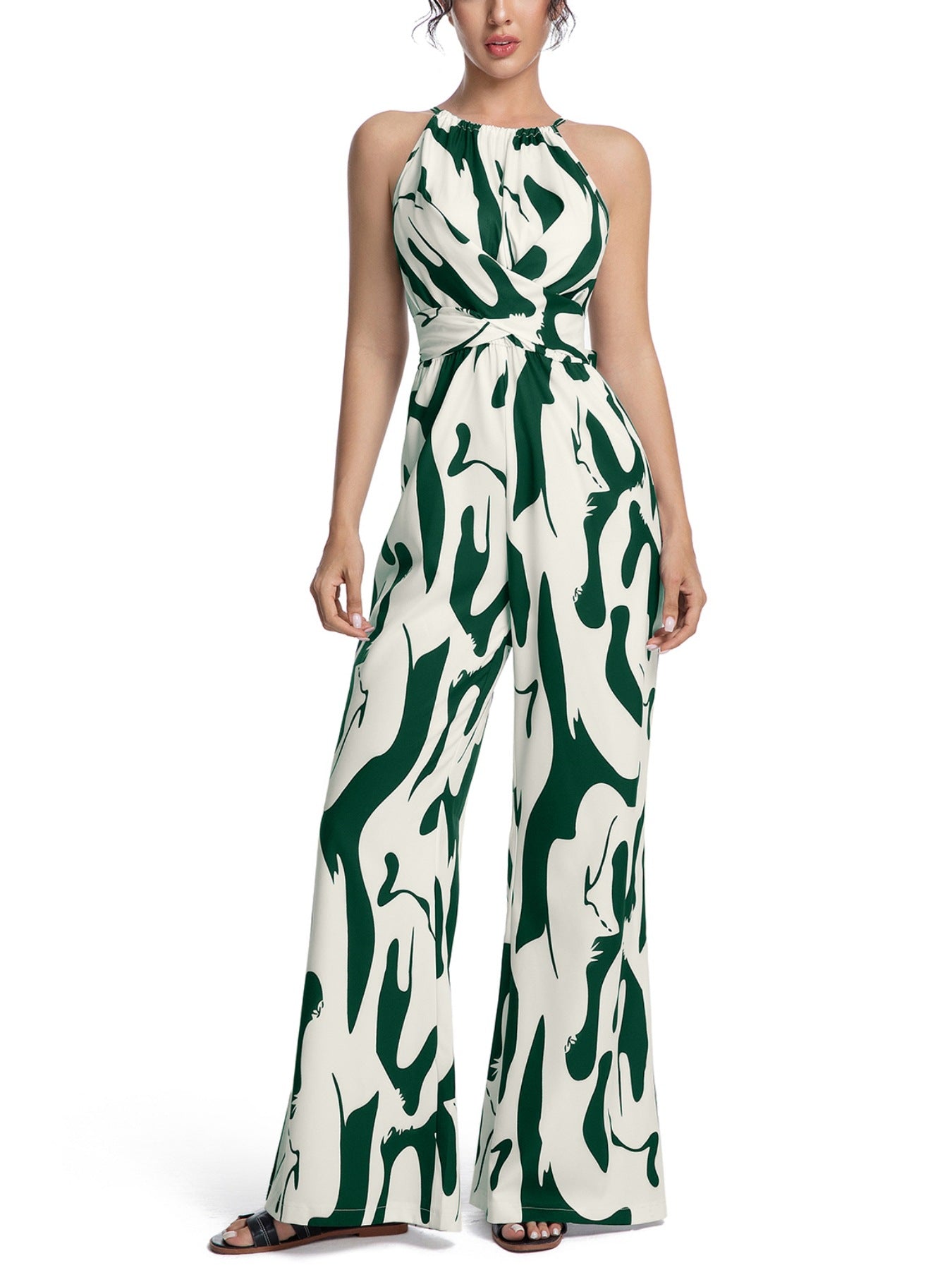 Summer Fashion Slimming Zebra Print Halter Women's Jumpsuit/clothing
