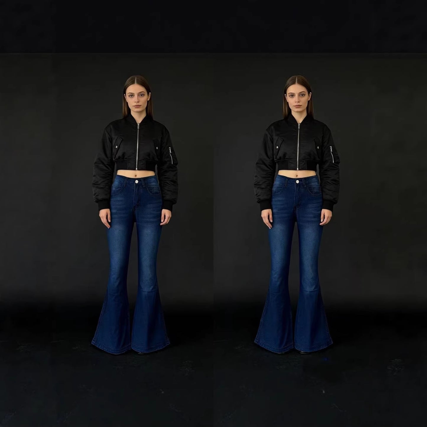 Women's Retro Washed Bell-bottom Denim Casual Trousers Pants