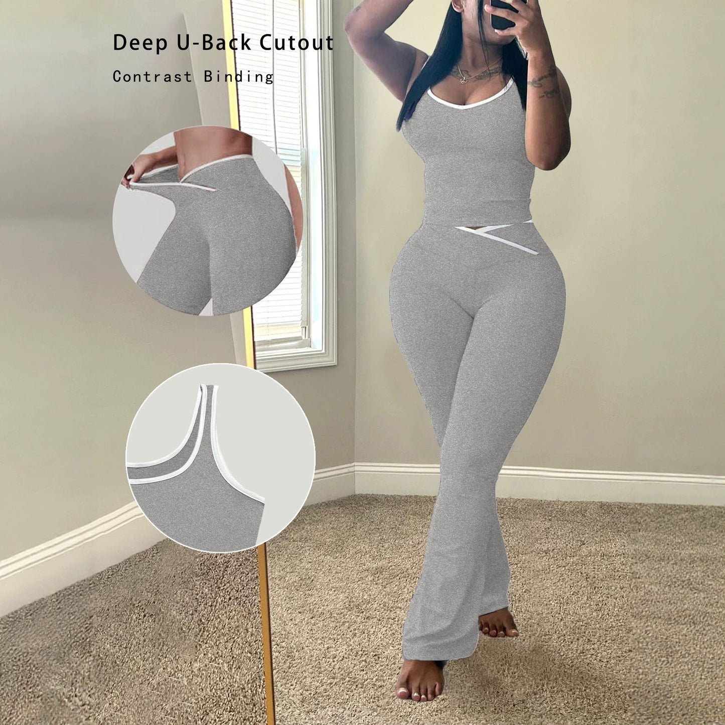 Women's Round Neck With Trousers Two-piece Summer Vests