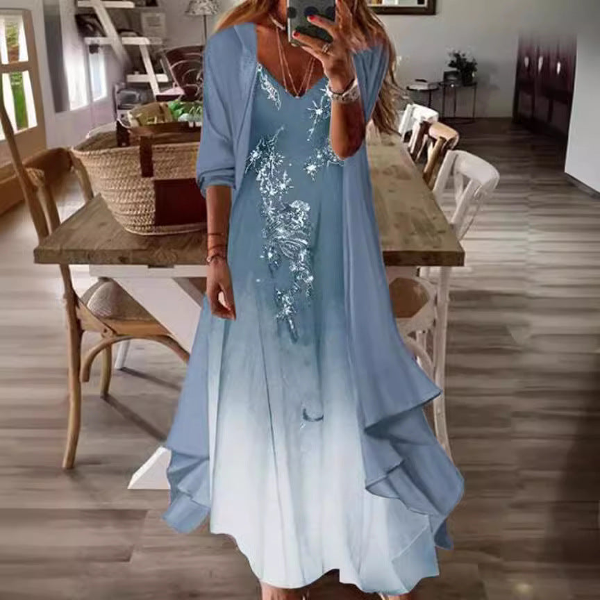 Women's Summer Print Holiday Suspender Dress Indian Style Dresses