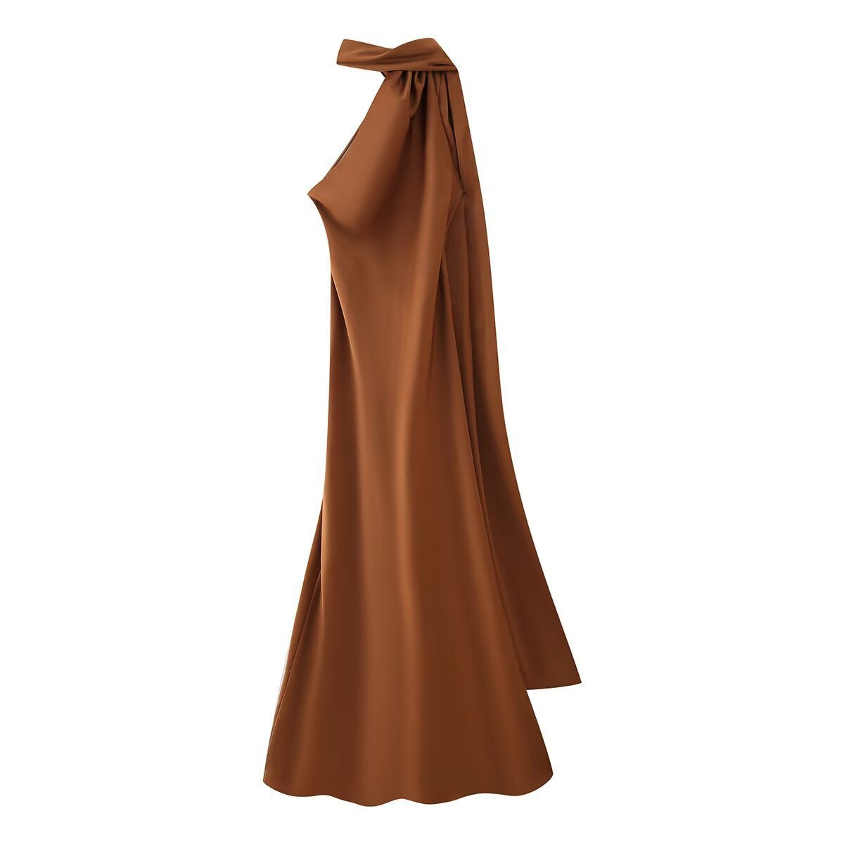 Women's Silk Satin Texture Ribbon Halter Dress Dresses
