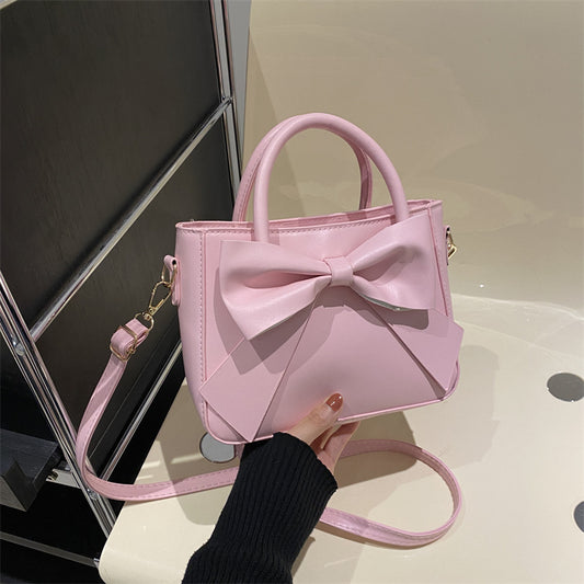 Women's Design Fashion Retro Bow Solid Color Shoulder Bags