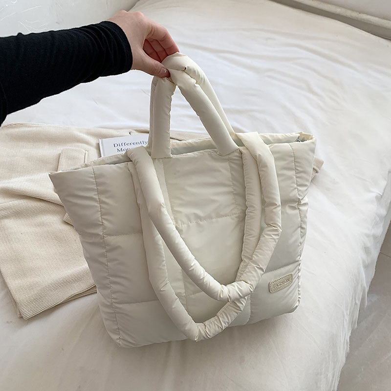 Women's Embroidery Thread Solid Color Soft Plaid Tote Bags