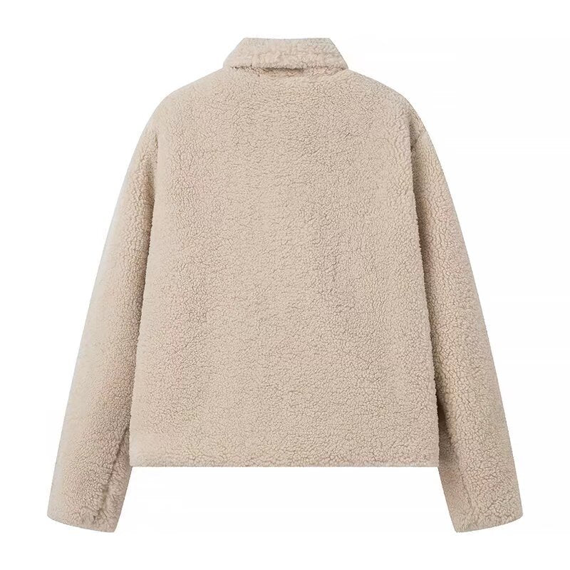 Women's Temperament Leisure Turn Pocket Collar Wheat Jackets