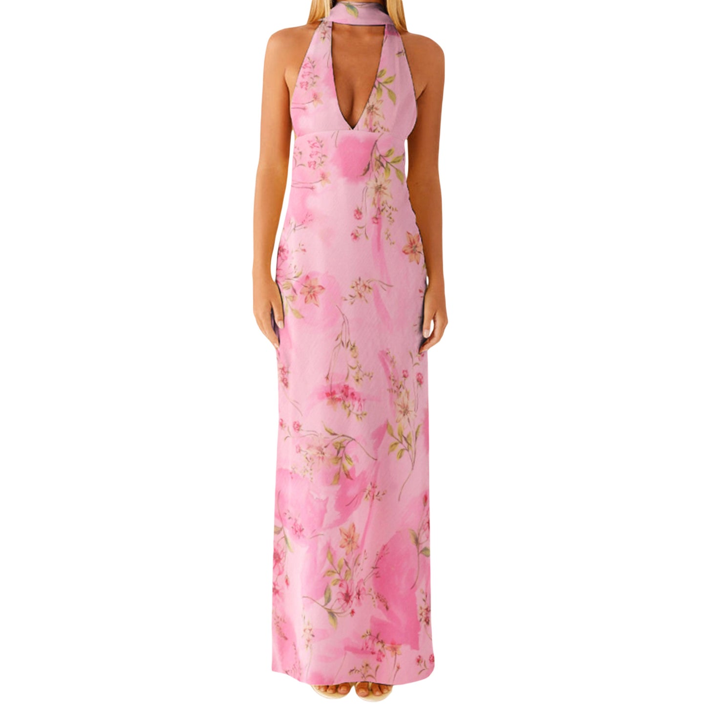 Women's Dress Deep Collar Backless Tight Formal Dresses