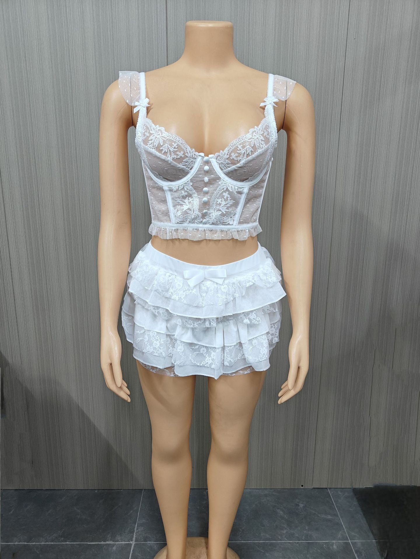 Women's Summer Sexy Lace Cutout Two-piece Large Suits