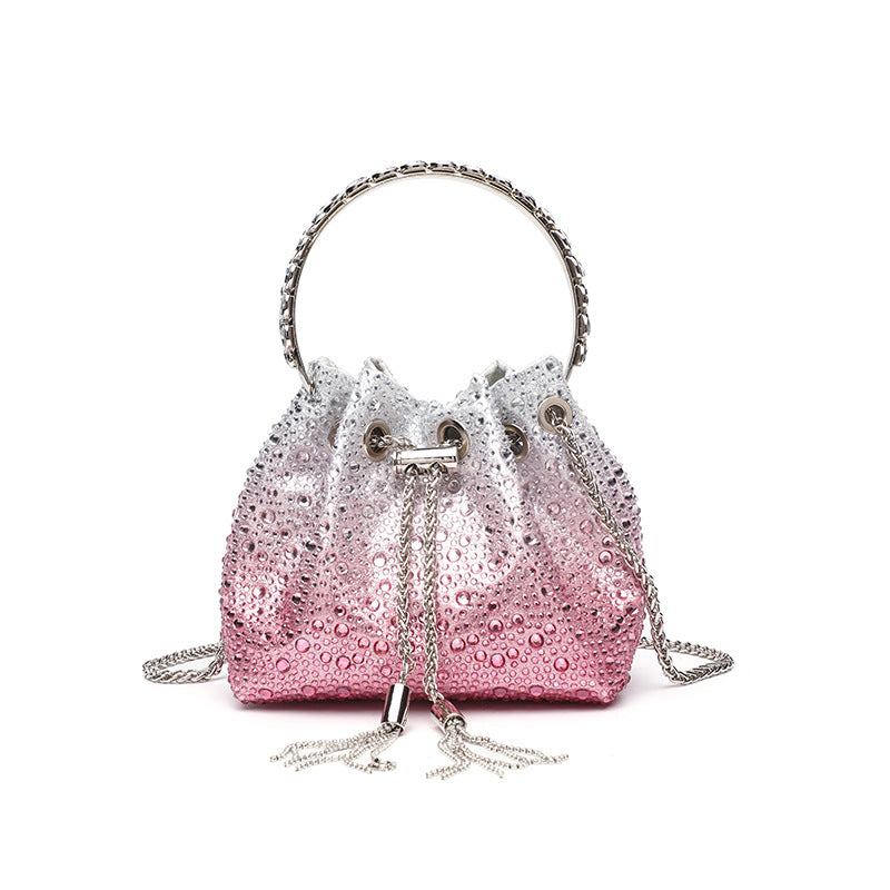 Women's Starry Gradient Tassel Portable Rhinestone Evening Bags