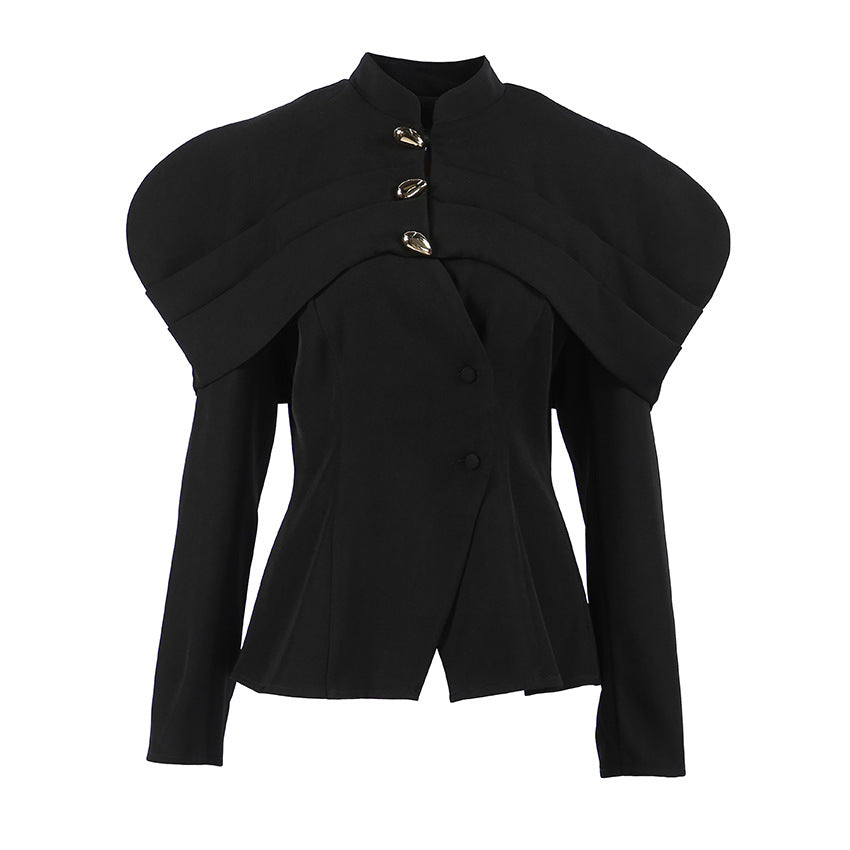 Women's Autumn Niche Light Luxury Black Slim Fit Coats
