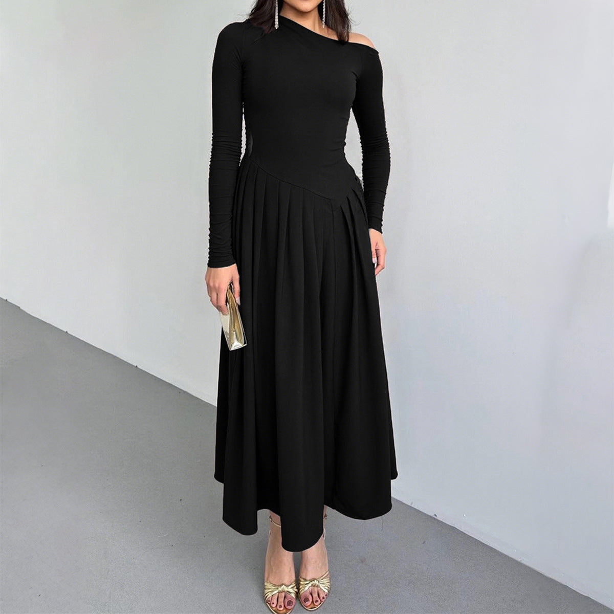 Women's Elegant High Waist Long Sleeves Dress