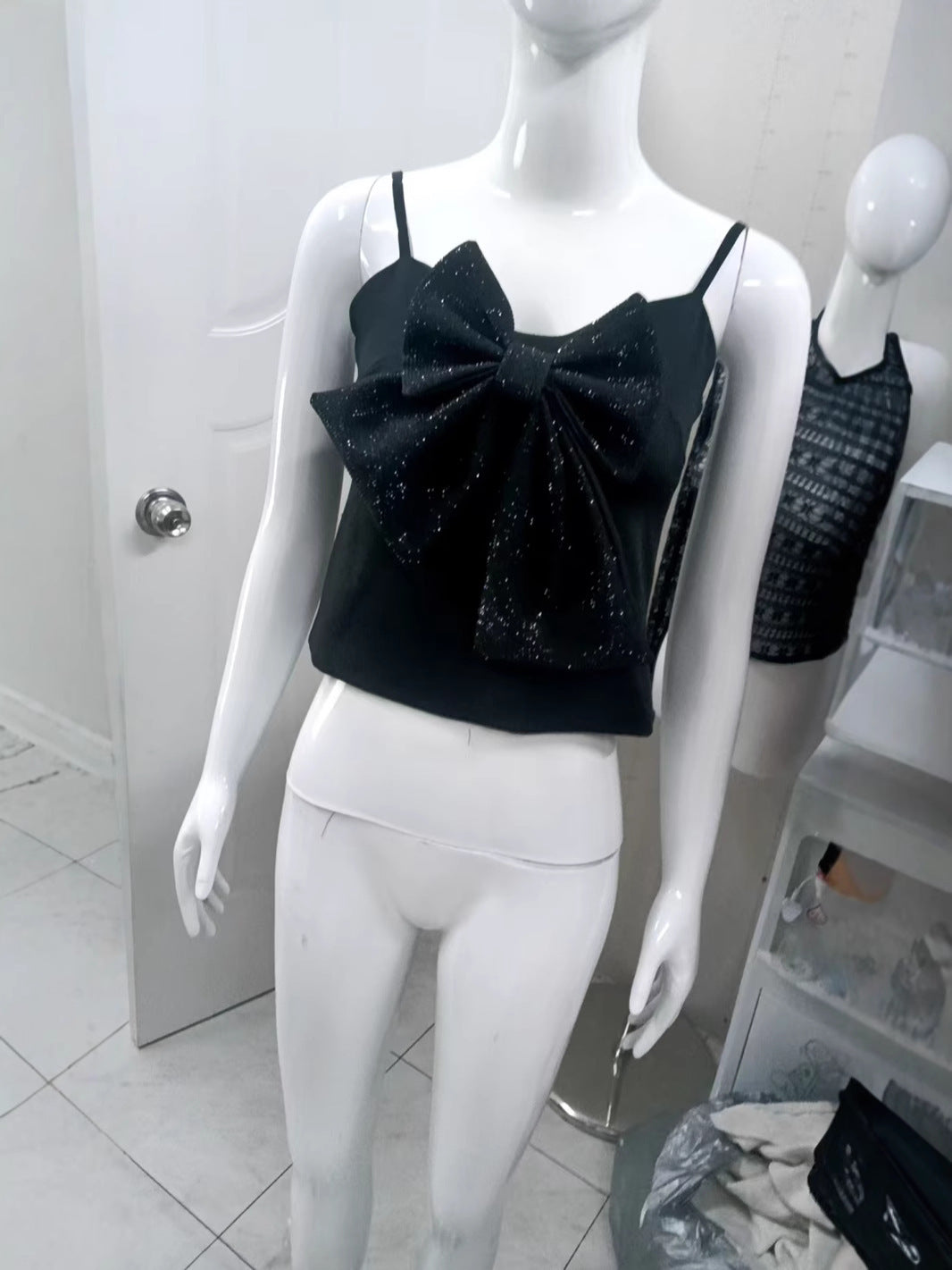 Women's Autumn Sexy Hot Rhinestone Bow Camisole Tops