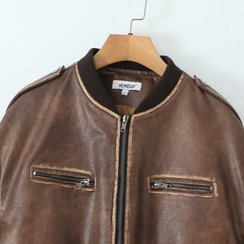 Women's Autumn Retro Rub Colored Loose Distressed Coats