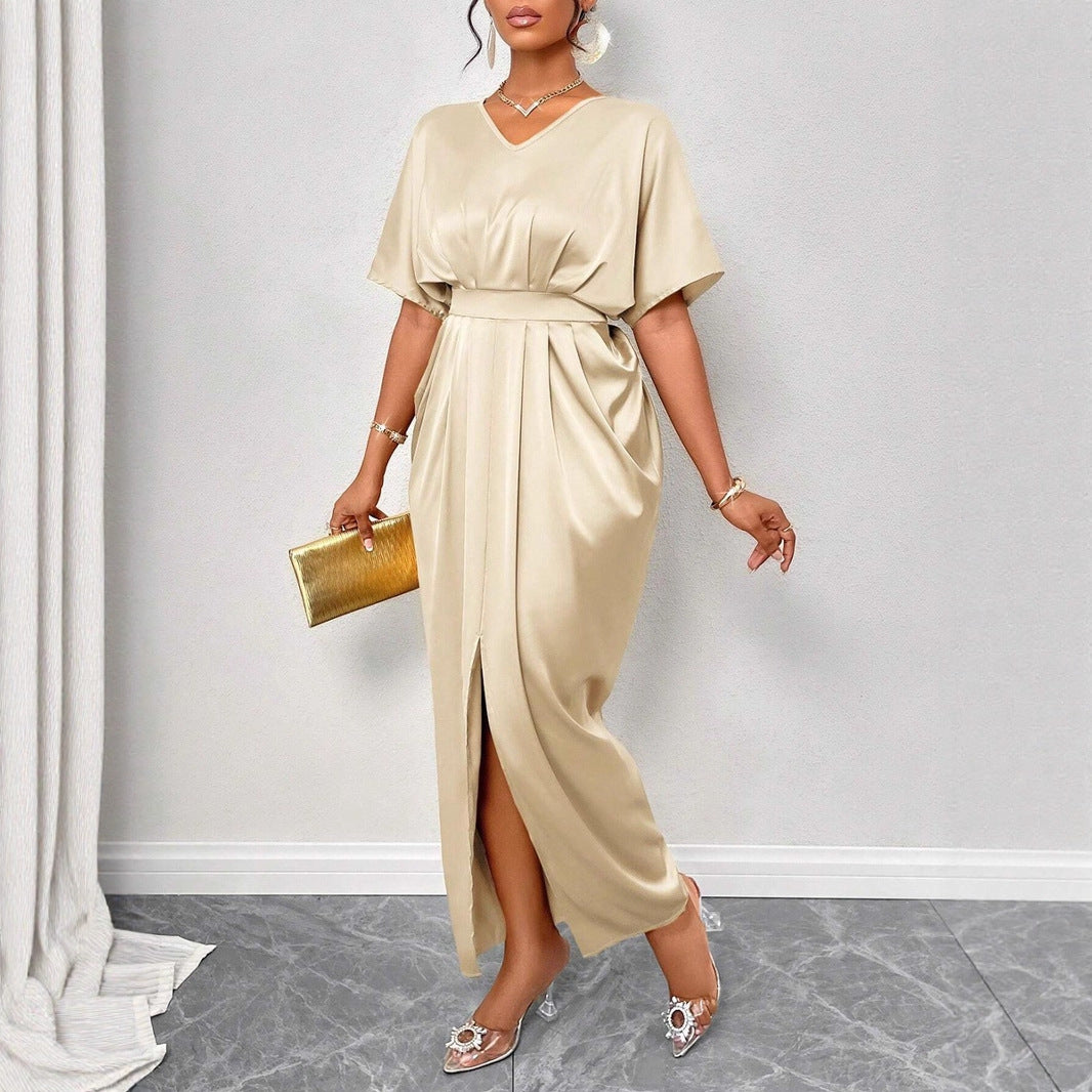 Women's Early Autumn Satin Dress Ball Gown Dresses