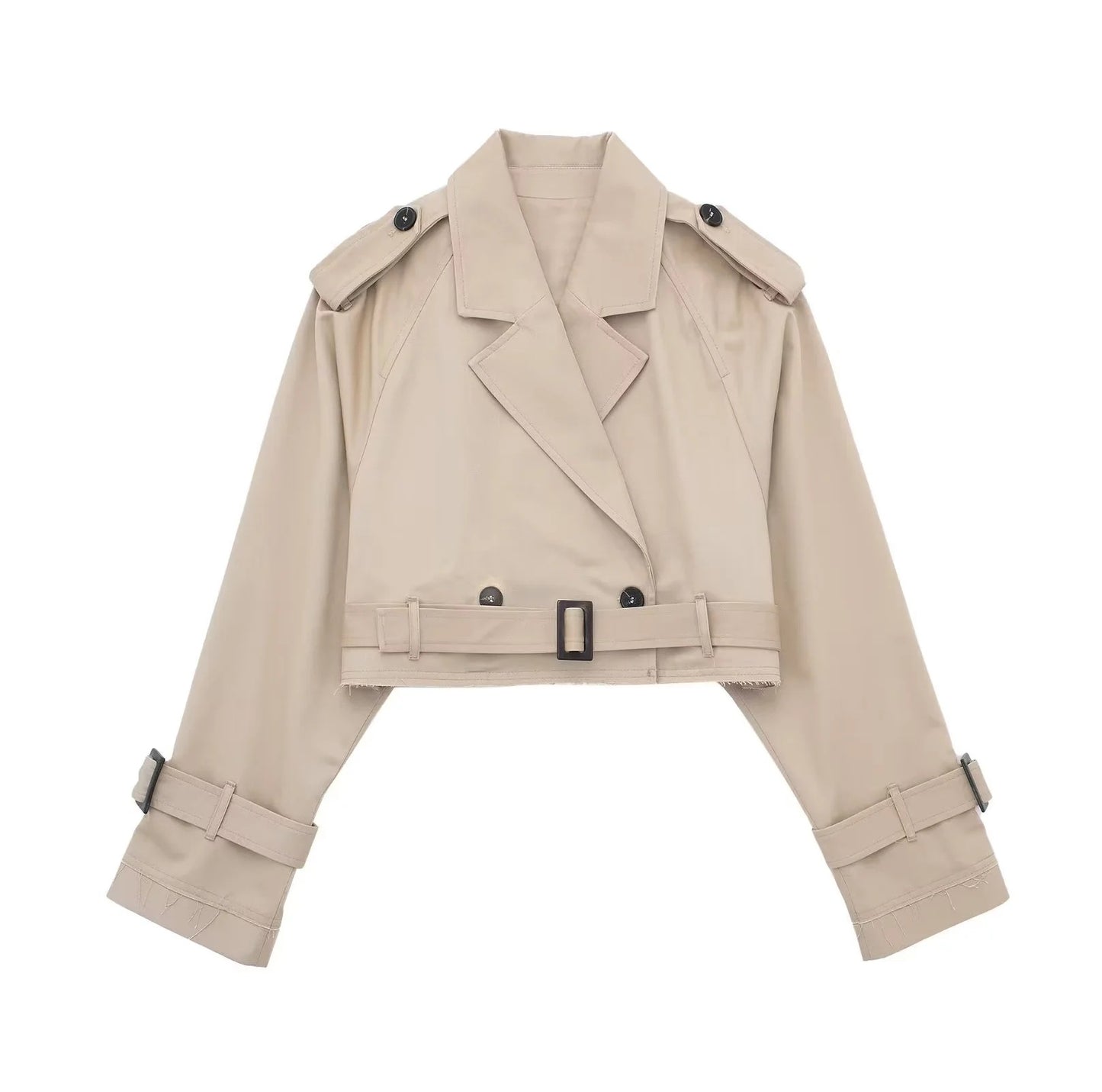 Women's New Spring Cropped Trench Belt Coats