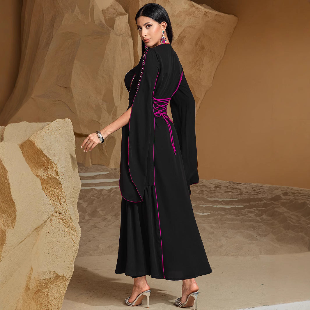 Women's Fashion Robe Seam Diamond Dress Dresses