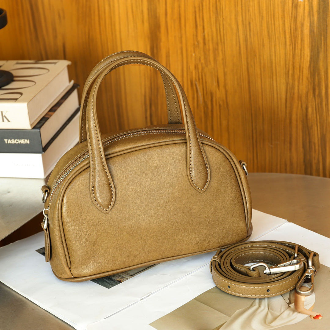 Women's Vegetable Tanning Boston Bowling Niche Handbags