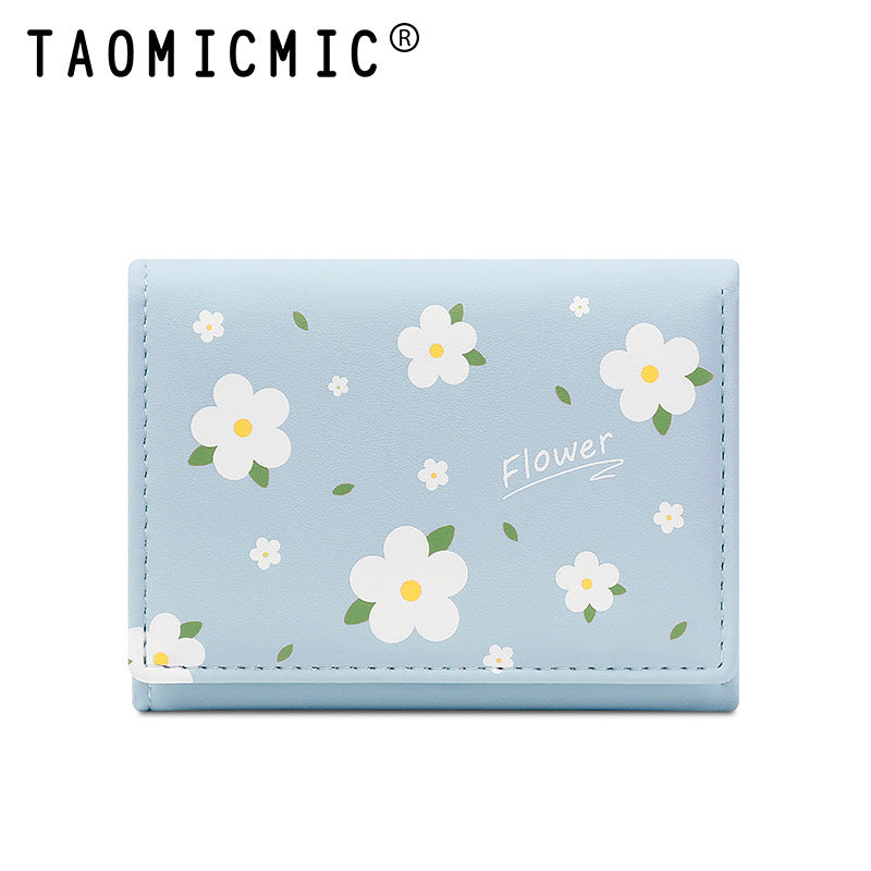 Women's Short Type Simple Creative Cute Flowers Ladies Wallets