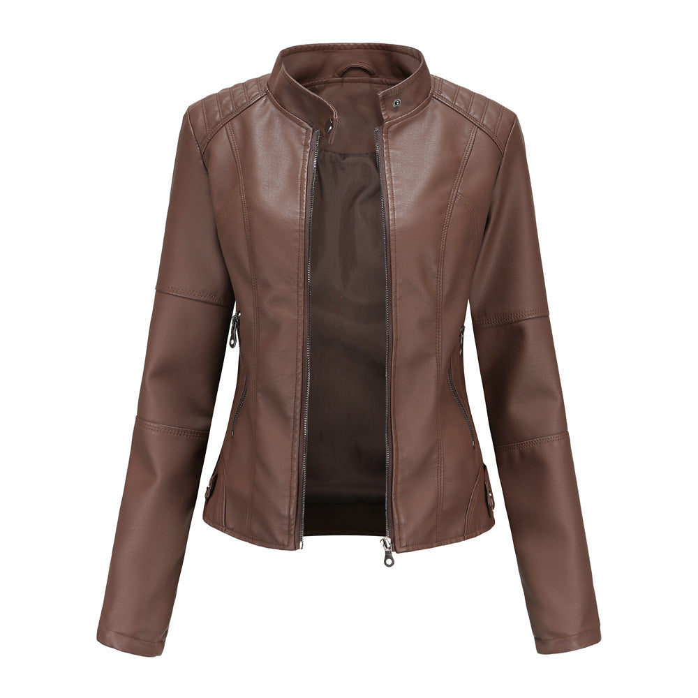 Women's European Leather Slim Thin Motorcycle Stand Clothing