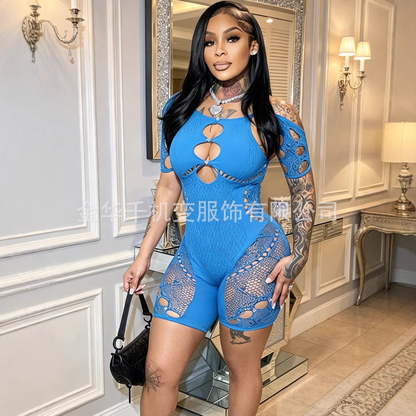 Women's Autumn Sexy Slim Hollow Out Short-sleeved Clothing