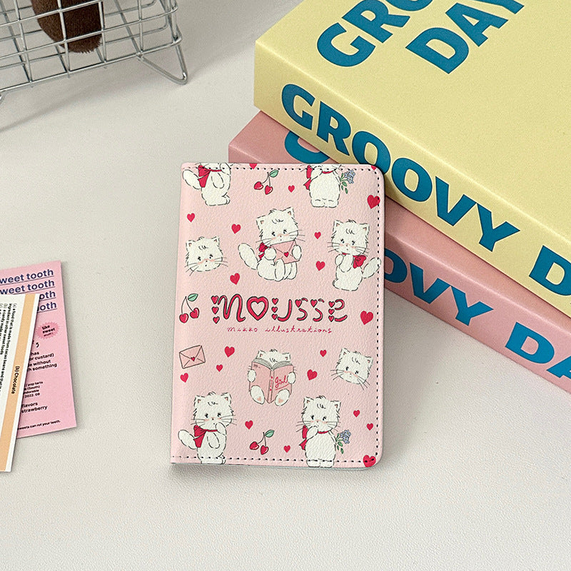 Cute Leather Overseas Passport Cover Storage Card Holder