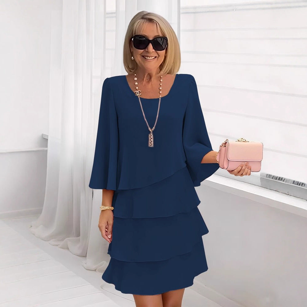 Women's Fashion Cake Loose Temperament Slimming Round Dress