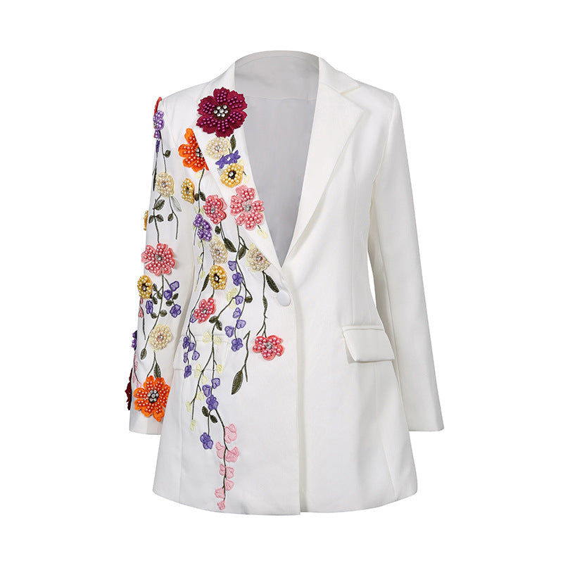 Women's Three-dimensional Flower Embroidery Design Light Luxury Suits