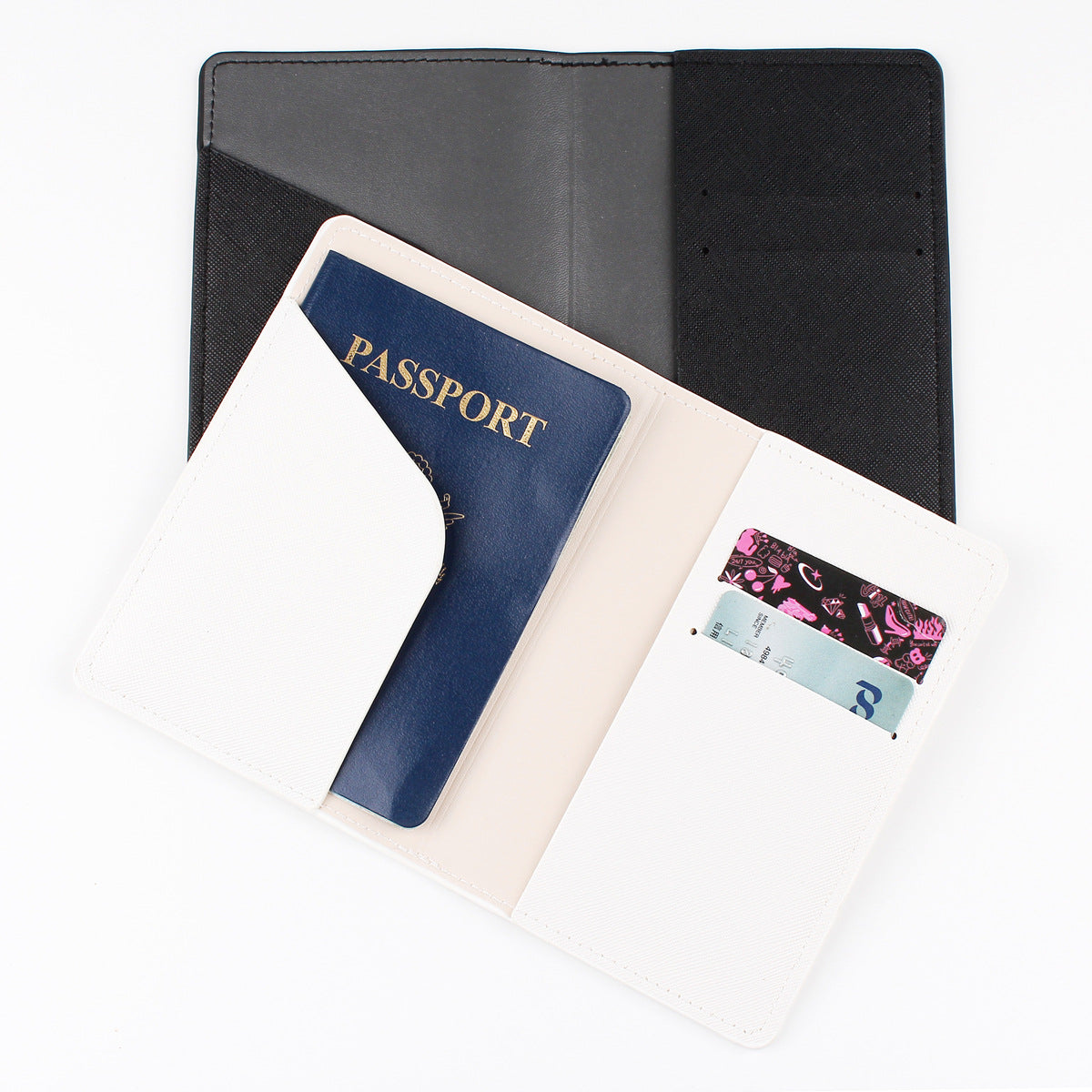 Cross Pattern Leather Solid Color Credentials Id Package