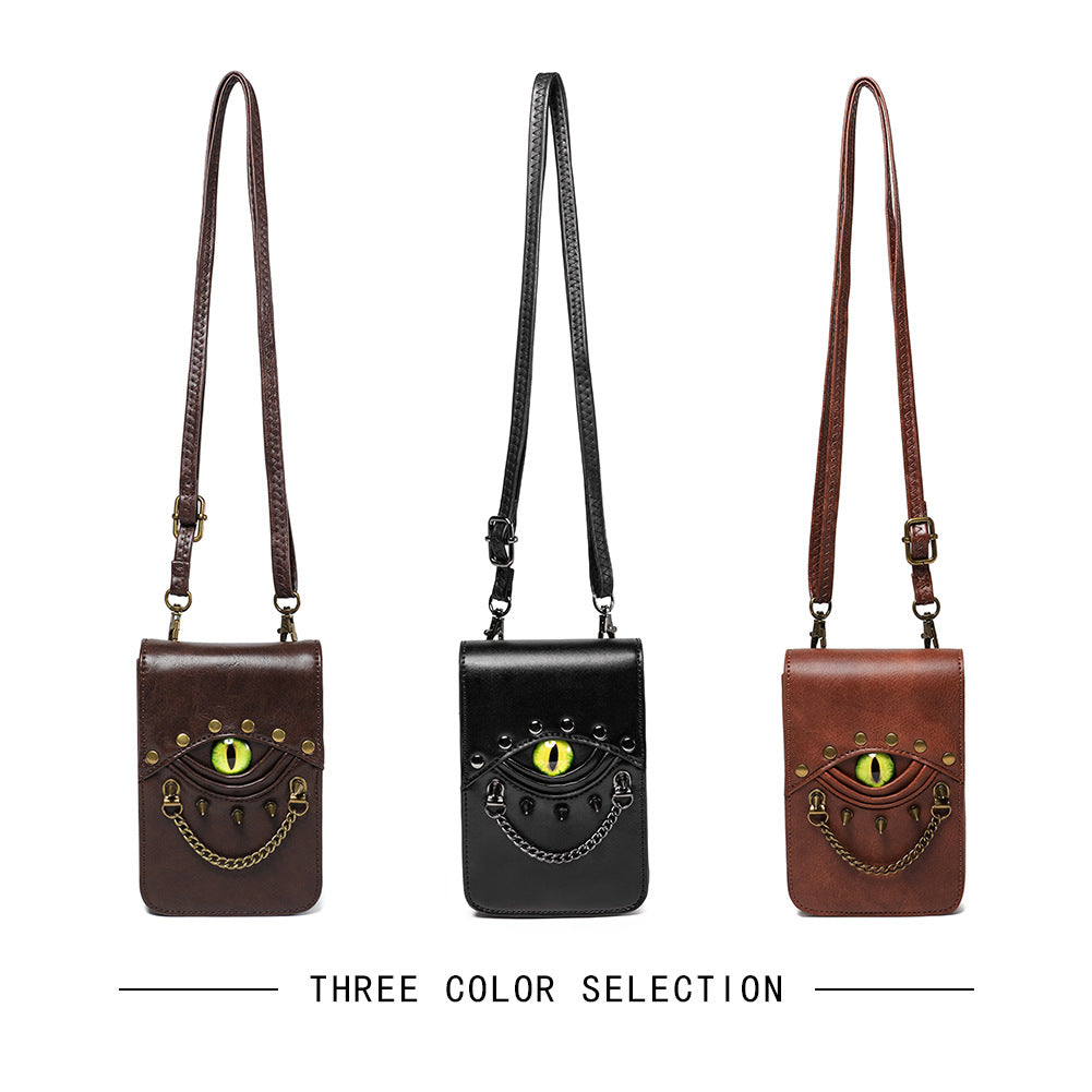 Women's Niche Retro Rivet Male Leather Mini Crossbody Bags