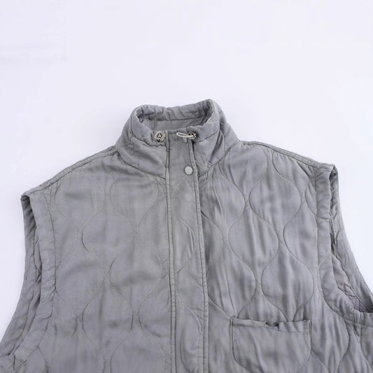 Graceful Stand Collar Sleeveless Pocket Decoration Vests