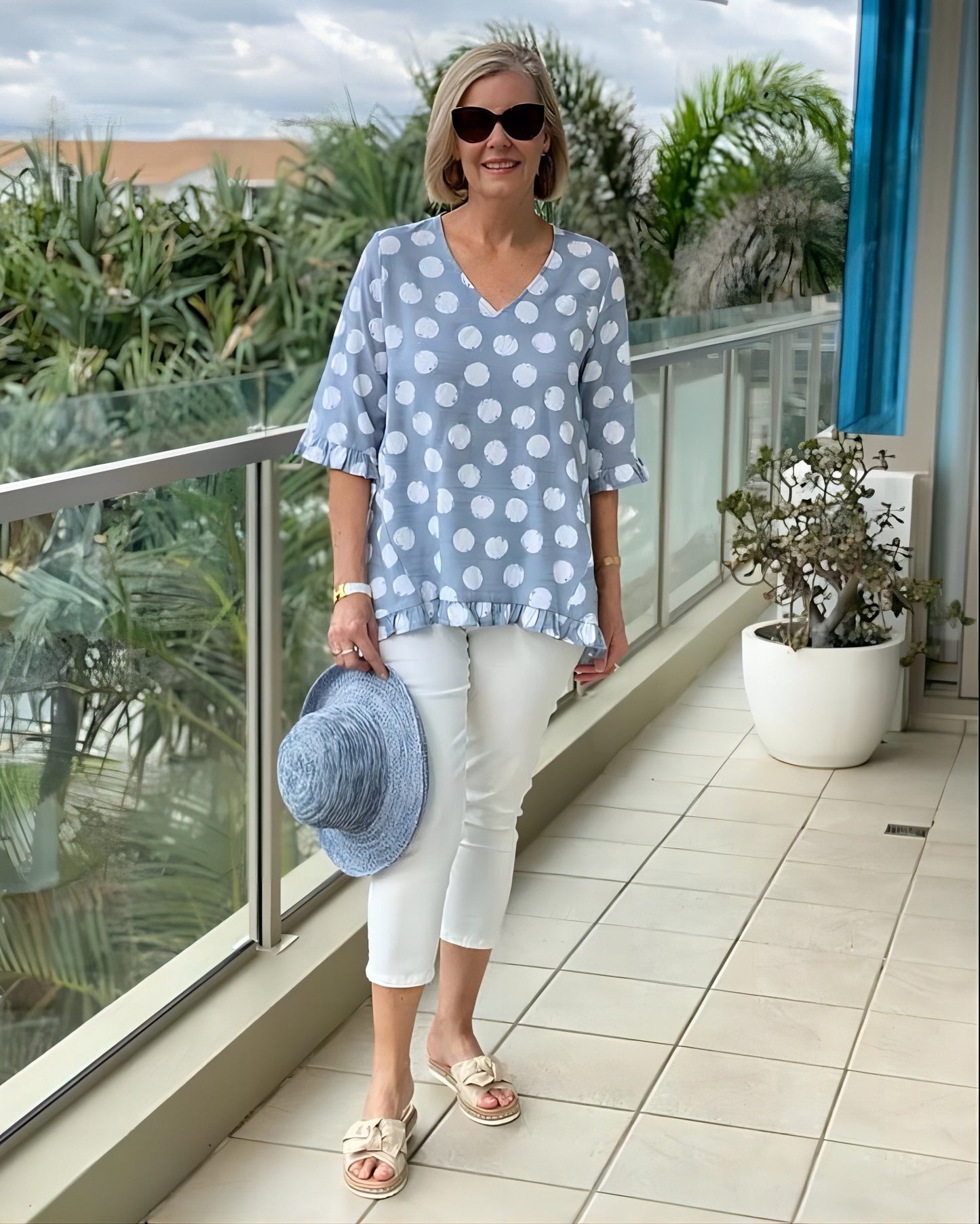 Women's Summer Sleeve Polka Dot Printed Cotton Women's T-shirt