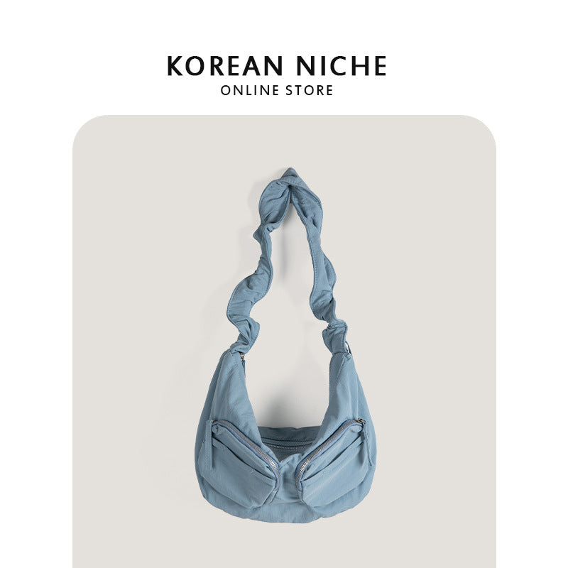 Korean Style Niche Drawstring Ruffle Cloud Handbags
