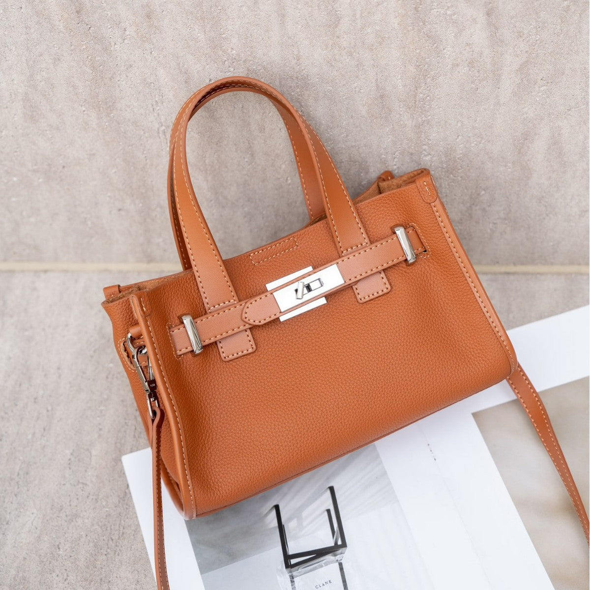 Women's High-grade Litchi Pattern First Layer Cowhide Handbags