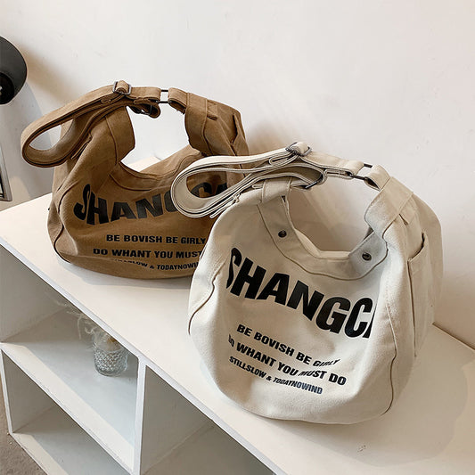 Women's Canvas Large Capacity Fashion Cloth Broadband Shoulder Bags