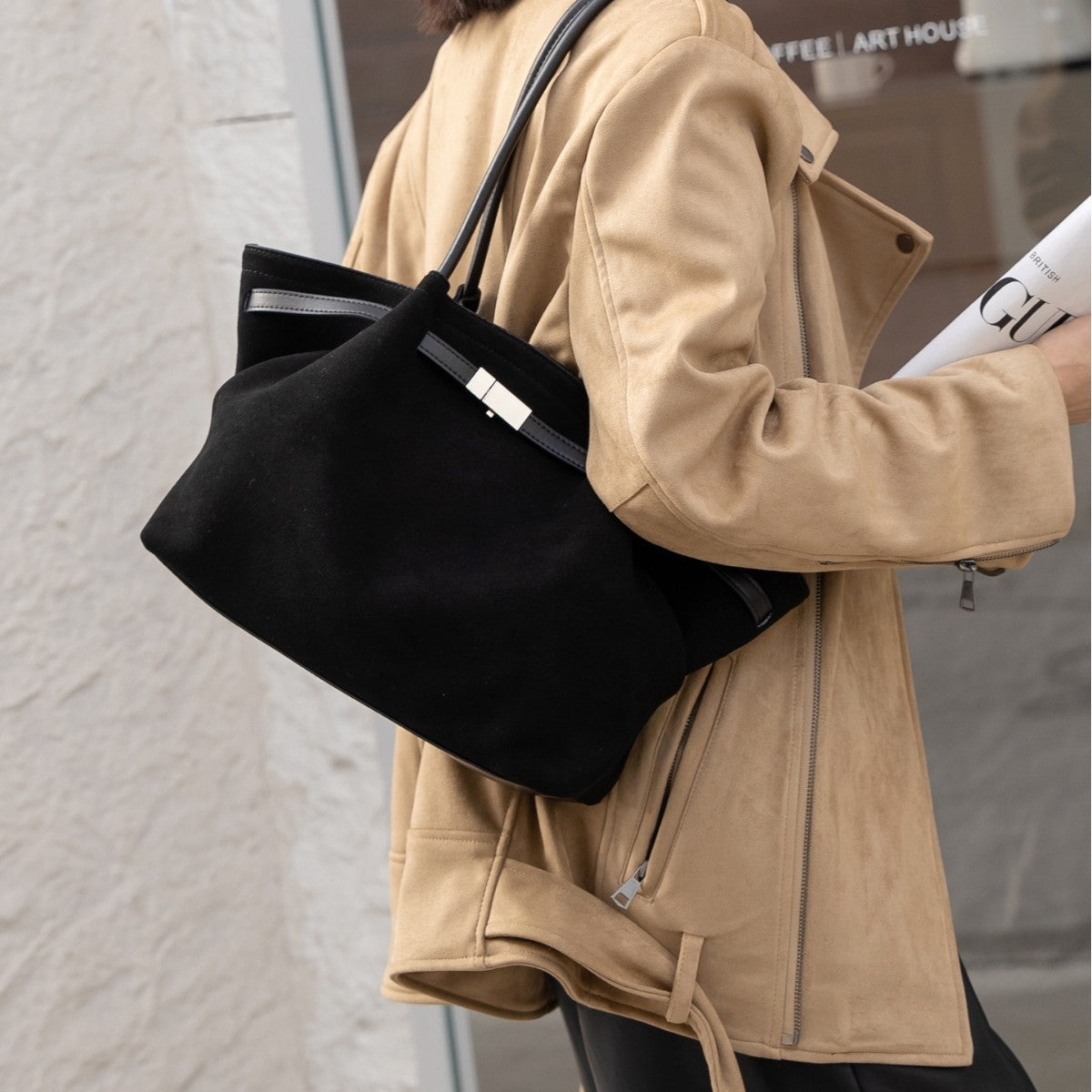 Women's Cowhide Large Capacity Commuter Vegetable Basket Tote Bags