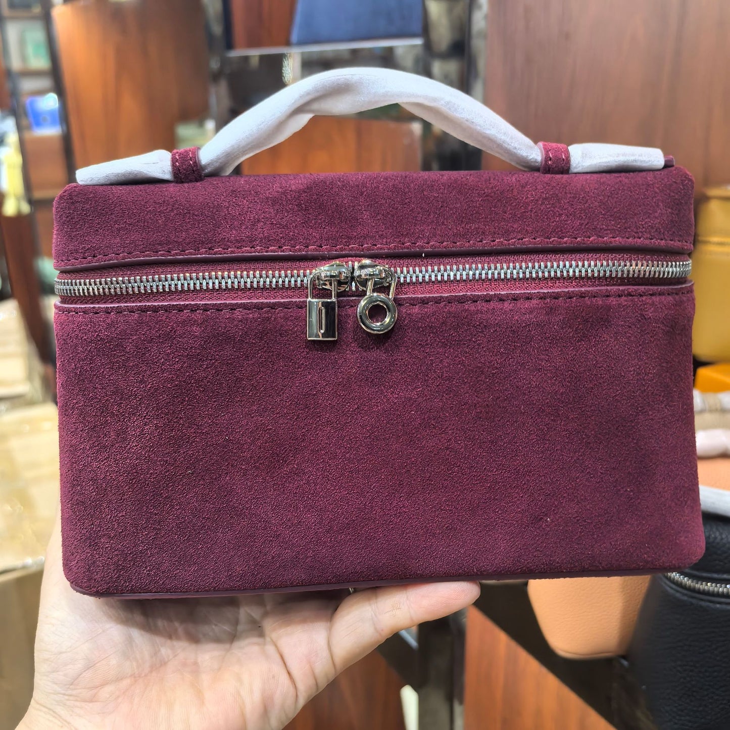 Creative Layer Cowhide Lunch Box Suede Bags