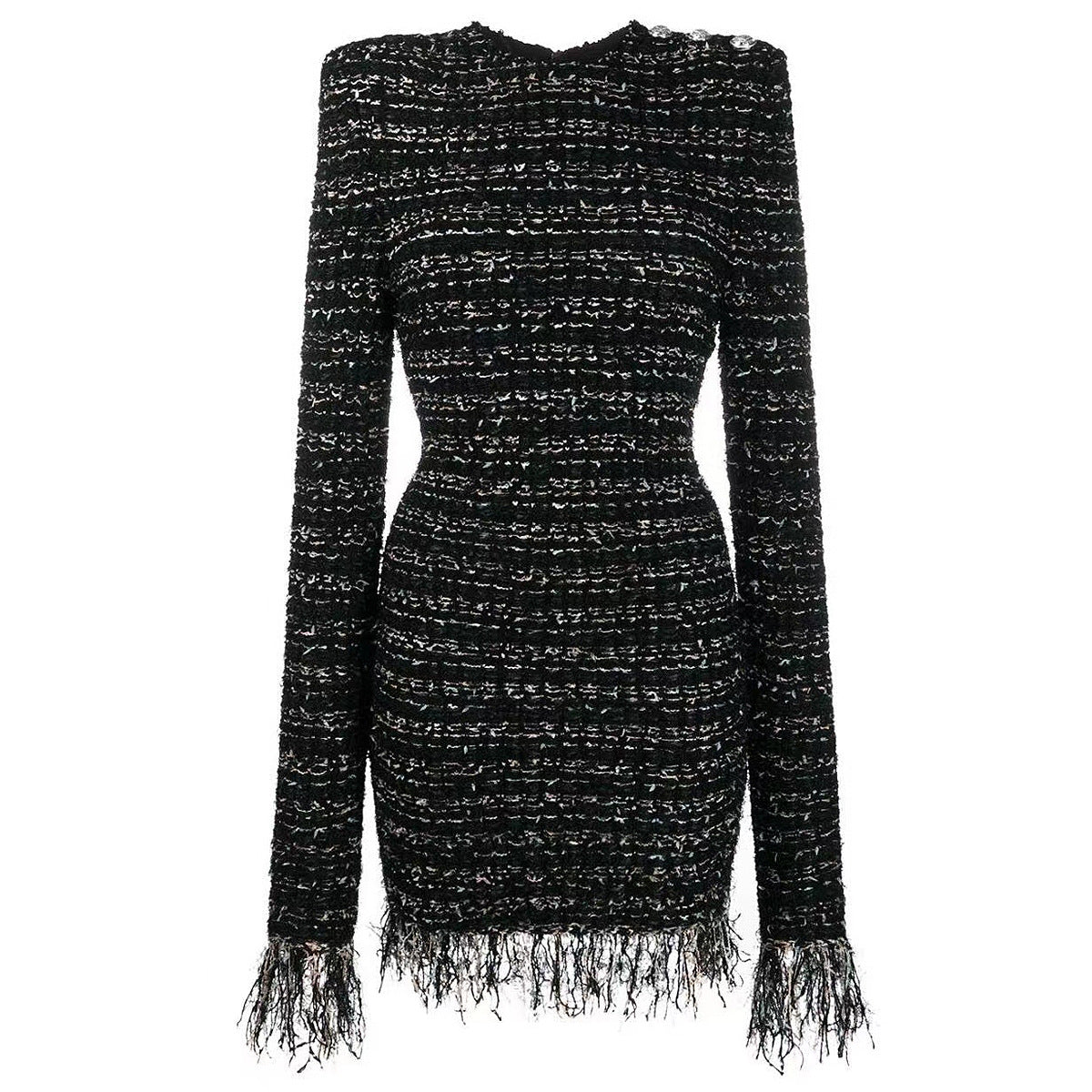 Women's Bright Silk Woolen Fringe Dress High Clothing