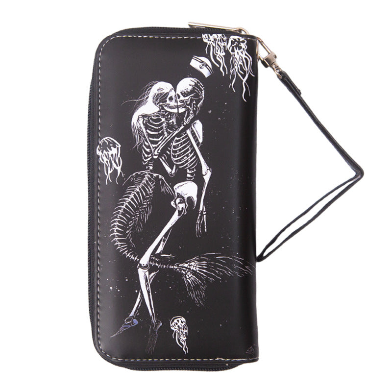Retro Skull Male Female Long Zipper Ladies Wallets
