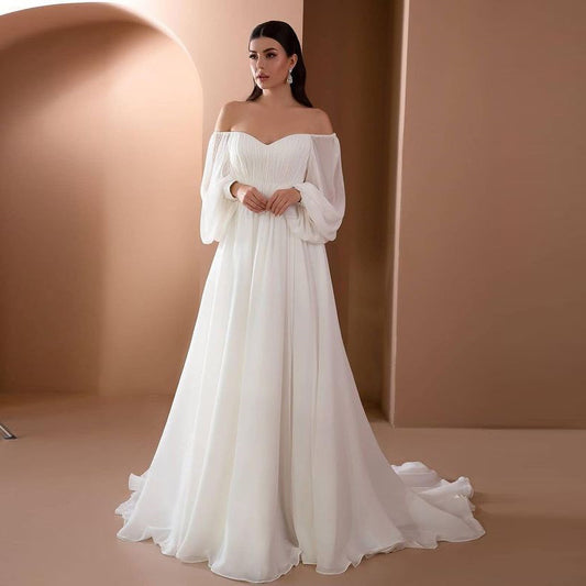 Women's Trendy Formal Dress Solid Color Wedding Dresses