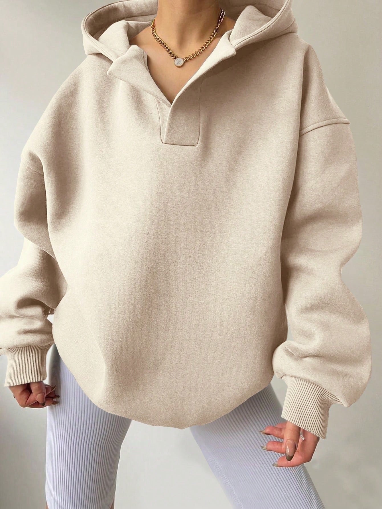 Women's Solid Color Long Sleeve Hooded Loose Women's Sweater, Sweater