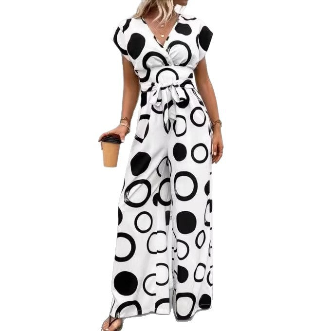 Women's Fashion Elegant Casual High Waist Print Jumpsuits