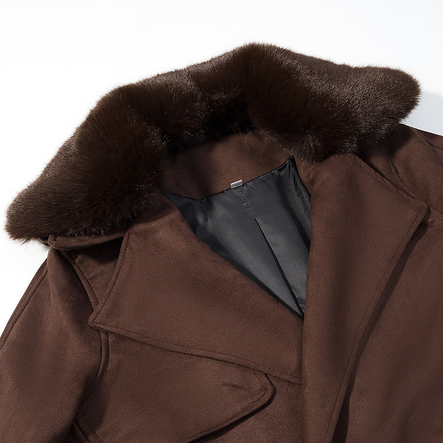 Women's Fashion Casual Fur Collar Suede Coats