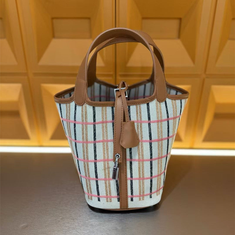 Attractive Canvas Vegetable Basket Pocket Fashion Bucket Bags