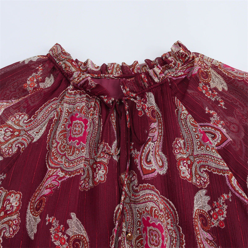 Women's Fashion Casual Metal Wire Printed Long Dresses