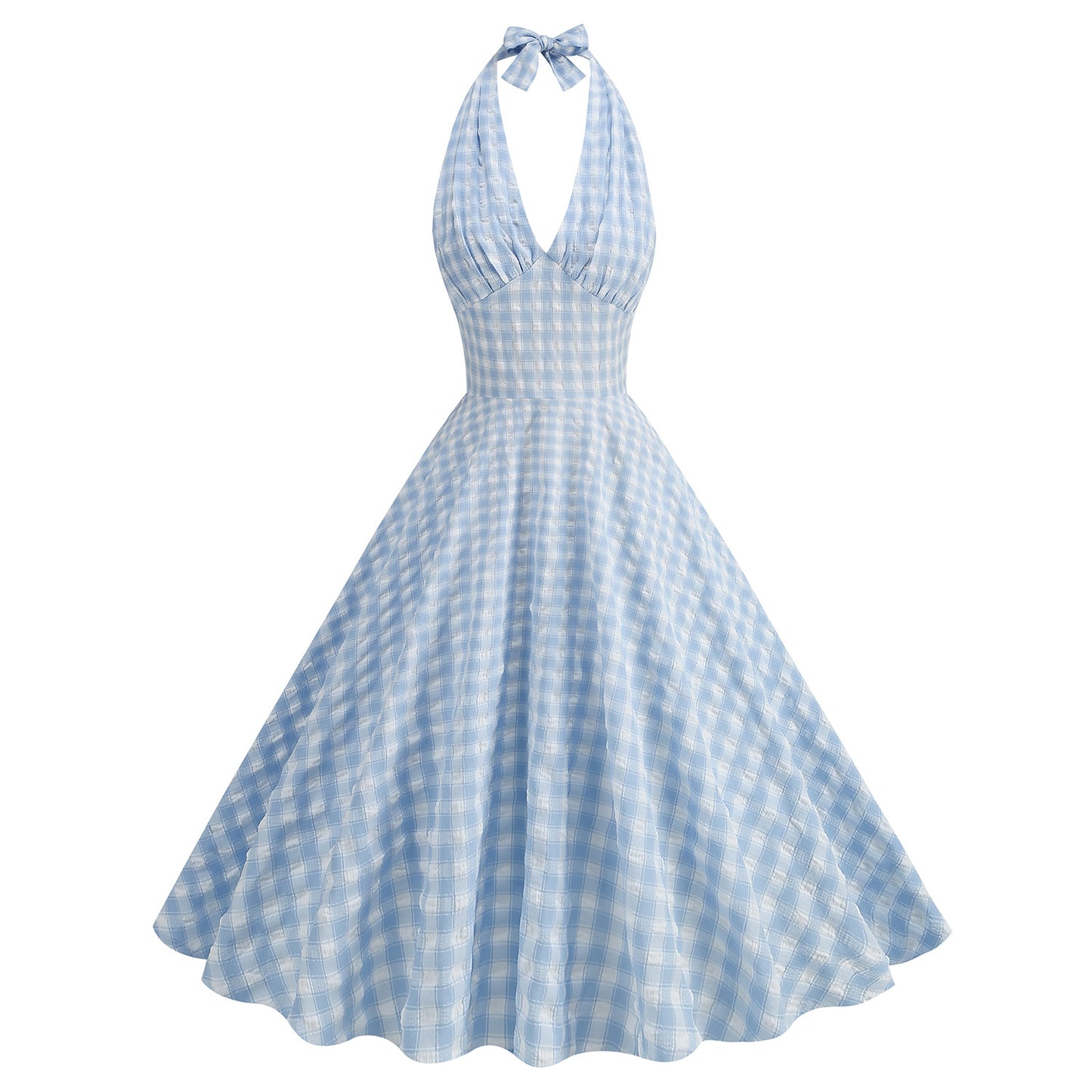 Women's Hepburn Style High Waist Halter Elegant Graceful Large Swing Sexy Dress