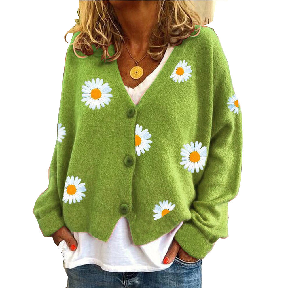 Women's Knitted Single-breasted King Whyte Embroidered Sweaters