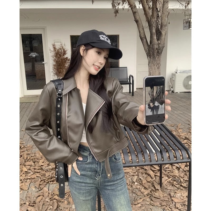 Women's Leather Retro Loose Fried Street Long Jackets